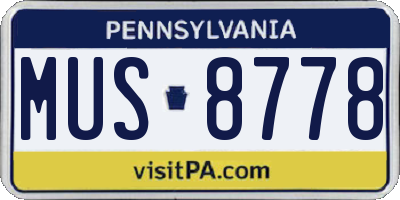 PA license plate MUS8778