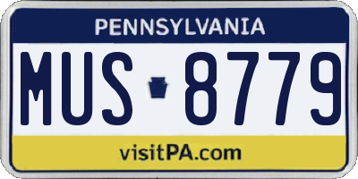PA license plate MUS8779