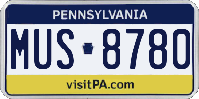 PA license plate MUS8780