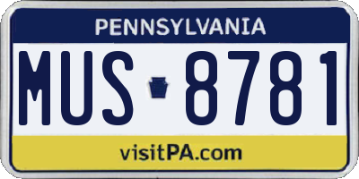PA license plate MUS8781