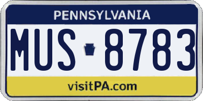 PA license plate MUS8783