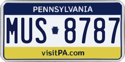 PA license plate MUS8787