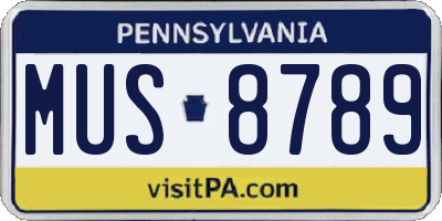 PA license plate MUS8789