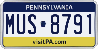 PA license plate MUS8791