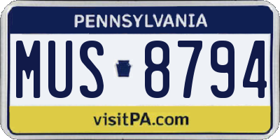 PA license plate MUS8794