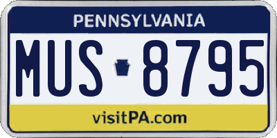 PA license plate MUS8795