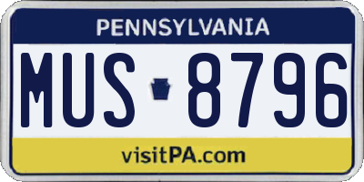 PA license plate MUS8796