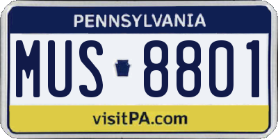 PA license plate MUS8801