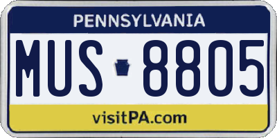 PA license plate MUS8805