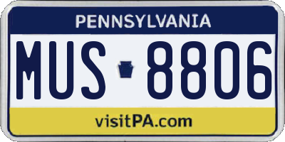 PA license plate MUS8806