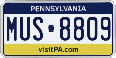 PA license plate MUS8809