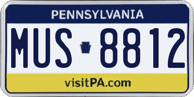 PA license plate MUS8812