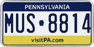 PA license plate MUS8814