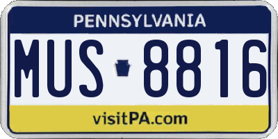 PA license plate MUS8816