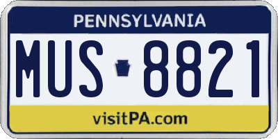 PA license plate MUS8821