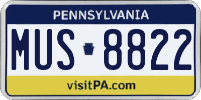 PA license plate MUS8822