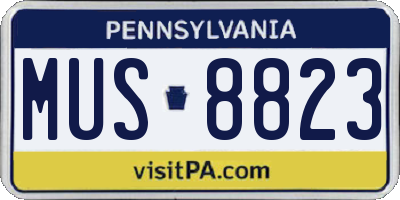 PA license plate MUS8823