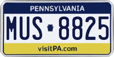 PA license plate MUS8825