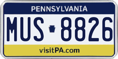 PA license plate MUS8826
