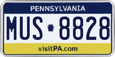 PA license plate MUS8828