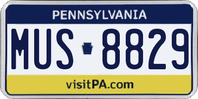 PA license plate MUS8829