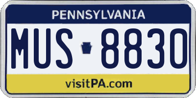PA license plate MUS8830