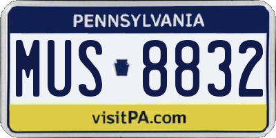 PA license plate MUS8832