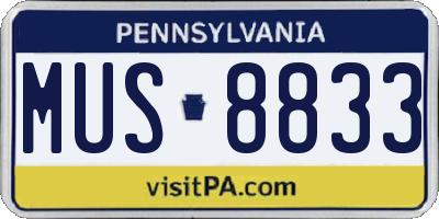 PA license plate MUS8833