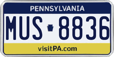 PA license plate MUS8836