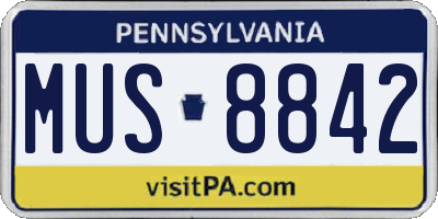 PA license plate MUS8842
