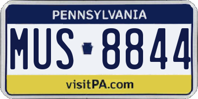 PA license plate MUS8844
