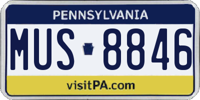 PA license plate MUS8846