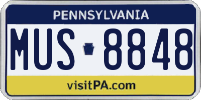 PA license plate MUS8848