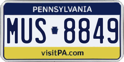 PA license plate MUS8849