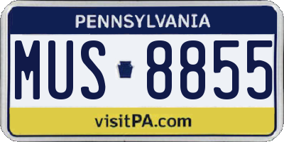 PA license plate MUS8855