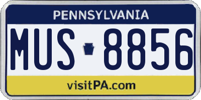 PA license plate MUS8856
