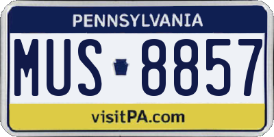 PA license plate MUS8857
