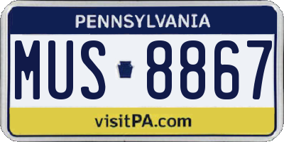PA license plate MUS8867
