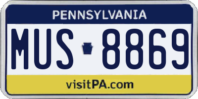 PA license plate MUS8869