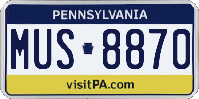 PA license plate MUS8870