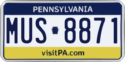 PA license plate MUS8871