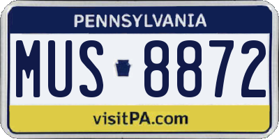 PA license plate MUS8872