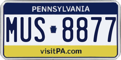 PA license plate MUS8877
