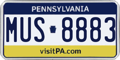 PA license plate MUS8883