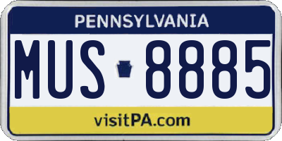 PA license plate MUS8885