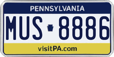 PA license plate MUS8886
