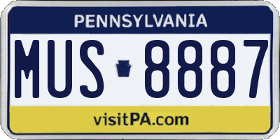 PA license plate MUS8887