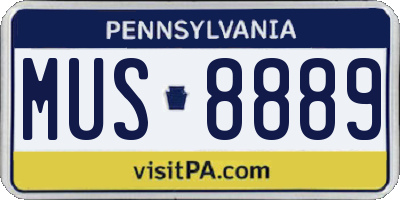 PA license plate MUS8889