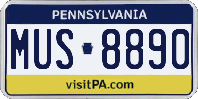 PA license plate MUS8890