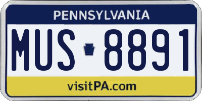 PA license plate MUS8891